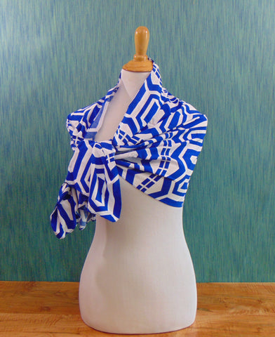 Brilliant Blue and White Scarf