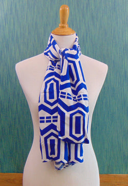 Brilliant Blue and White Scarf